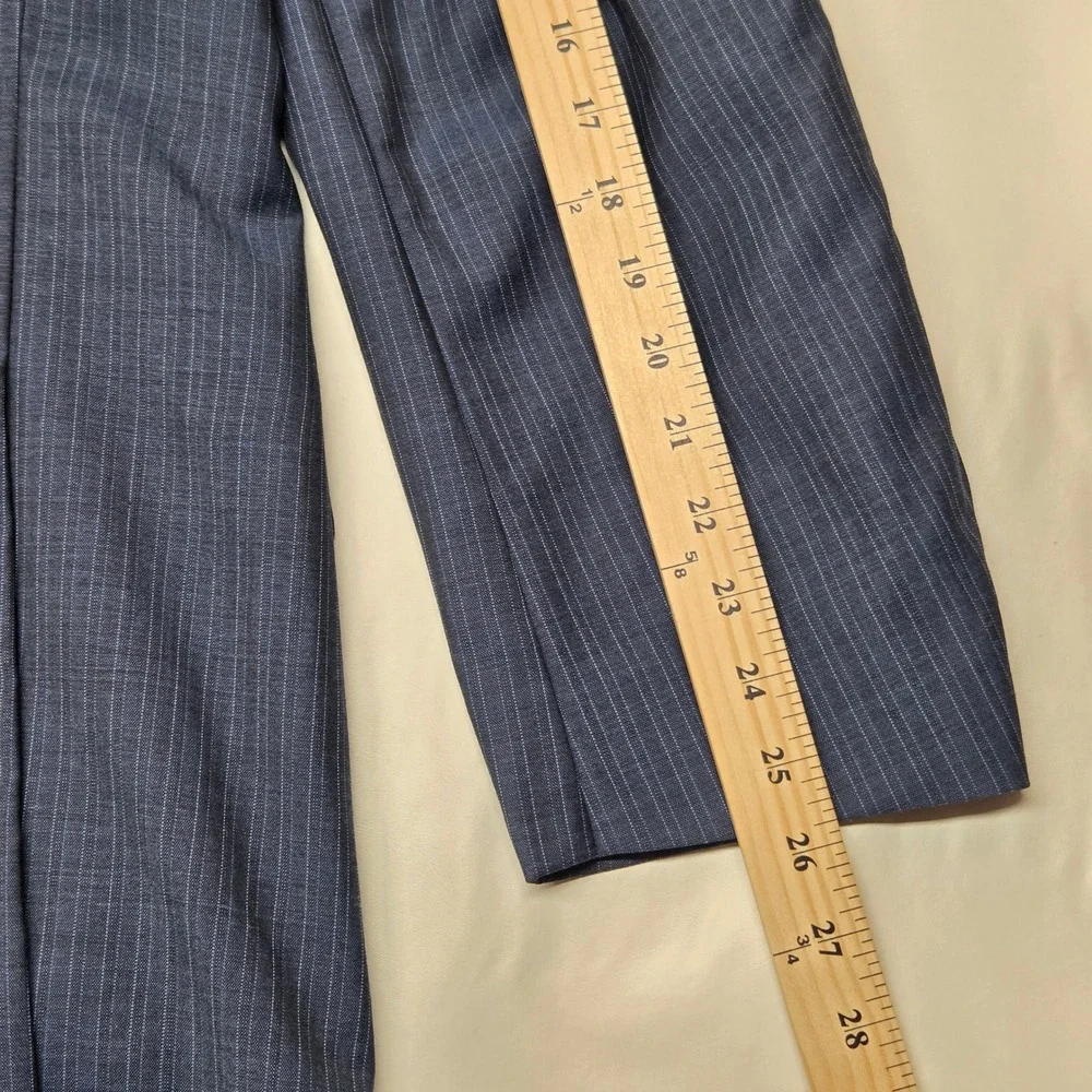 Vittello Super 140s Navy Pinstripe Sport Coat Blazer 46R Peak Lapel 2 Button
